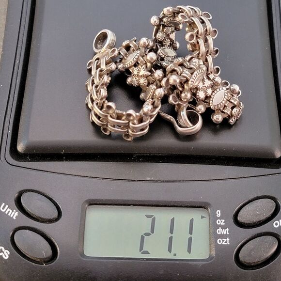 Vintage 900 Silver Artisan Ornate Beaded Rashod Arts Bracelet - Picture 6 of 8